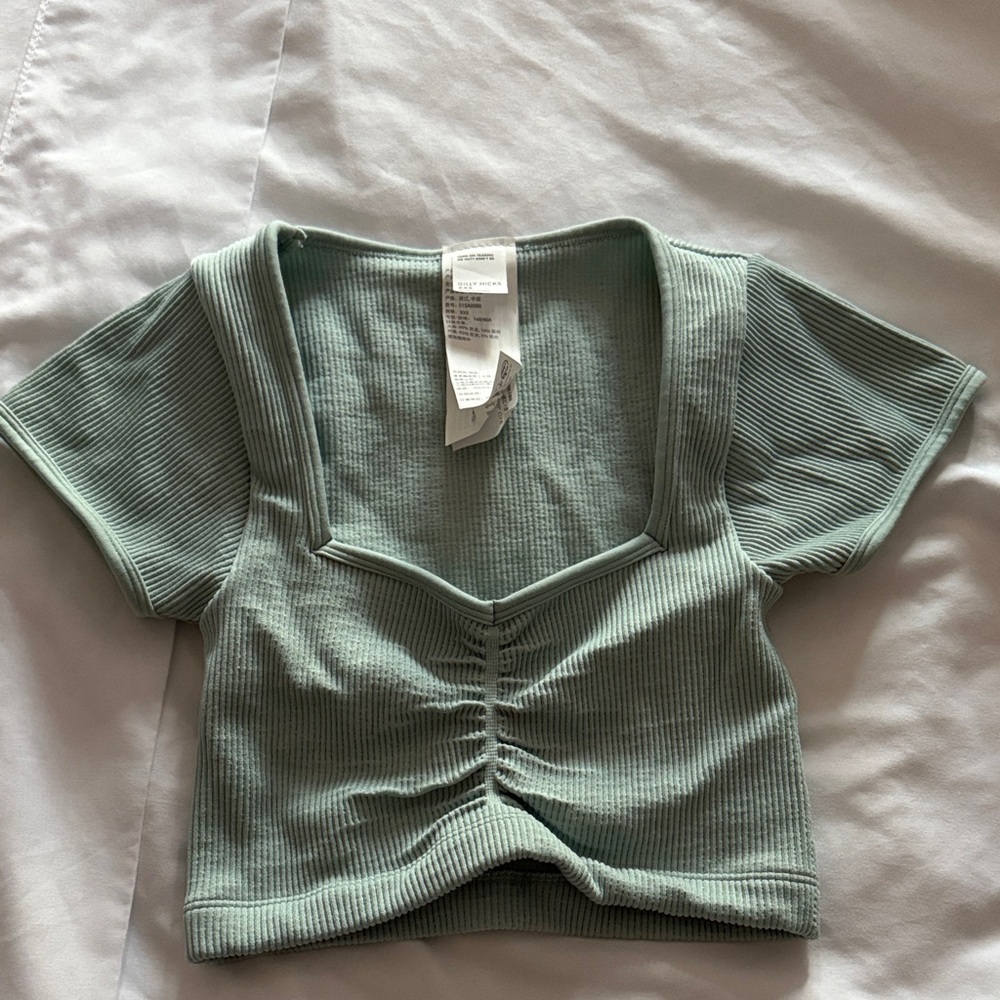 Gilly Hicks Ribbed Mint Green Blouse